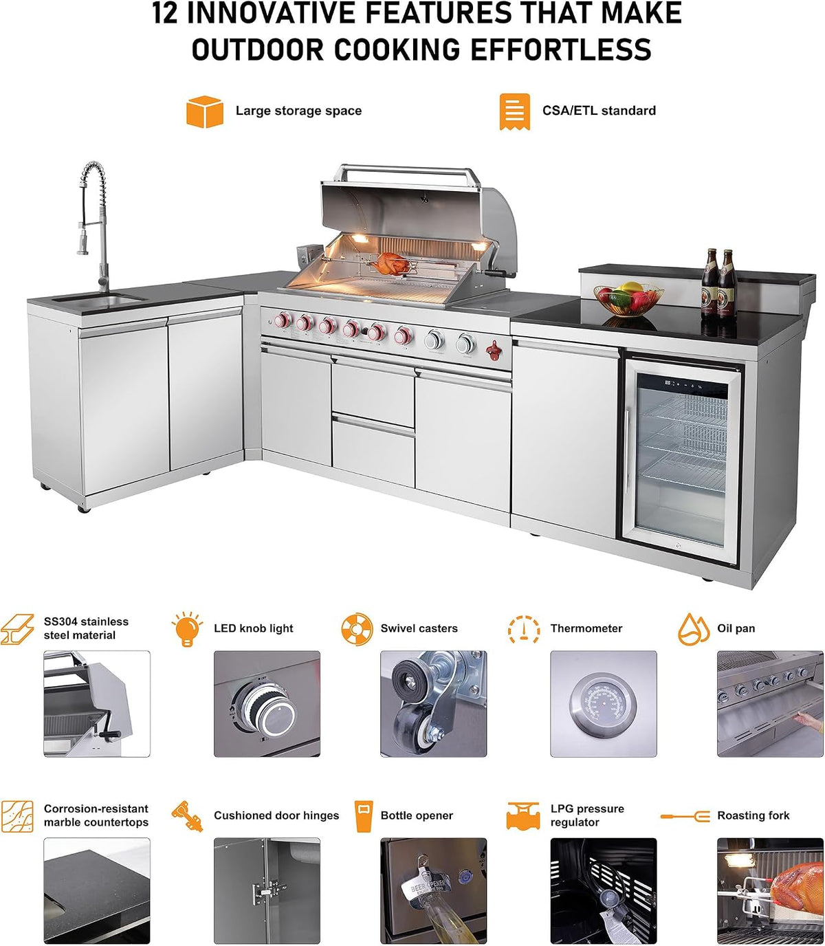95.8 Inch Outdoor Kitchen Island