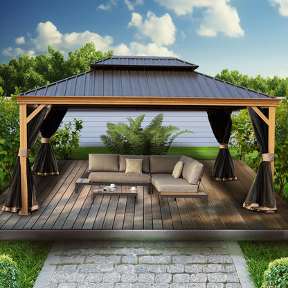 Gazebo 12-Ft X 20-Ft Hardtop Roof Aluminum Gazebo (Screen Included)