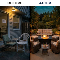 Outdoor Patio Furniture Set Built for All-Weather Use, Fire Pit Table 50000 BTU, Swivel Chairs, Brown Wicker — product view 4