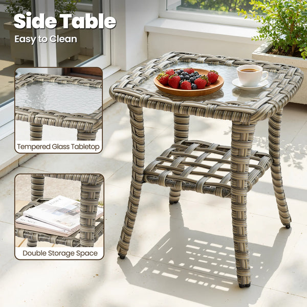 9-Piece Wicker Patio Conversation Set with Swivel Chairs – Beige