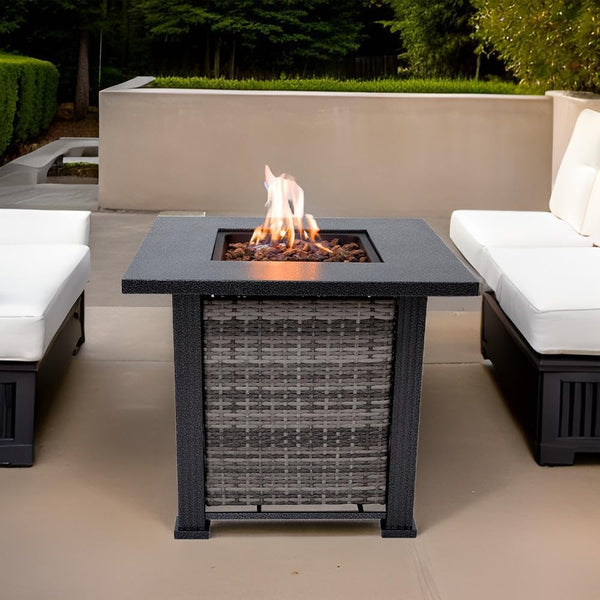 Adana 28-Inch Propane Fire Pit Table with Lava Rocks & Lid