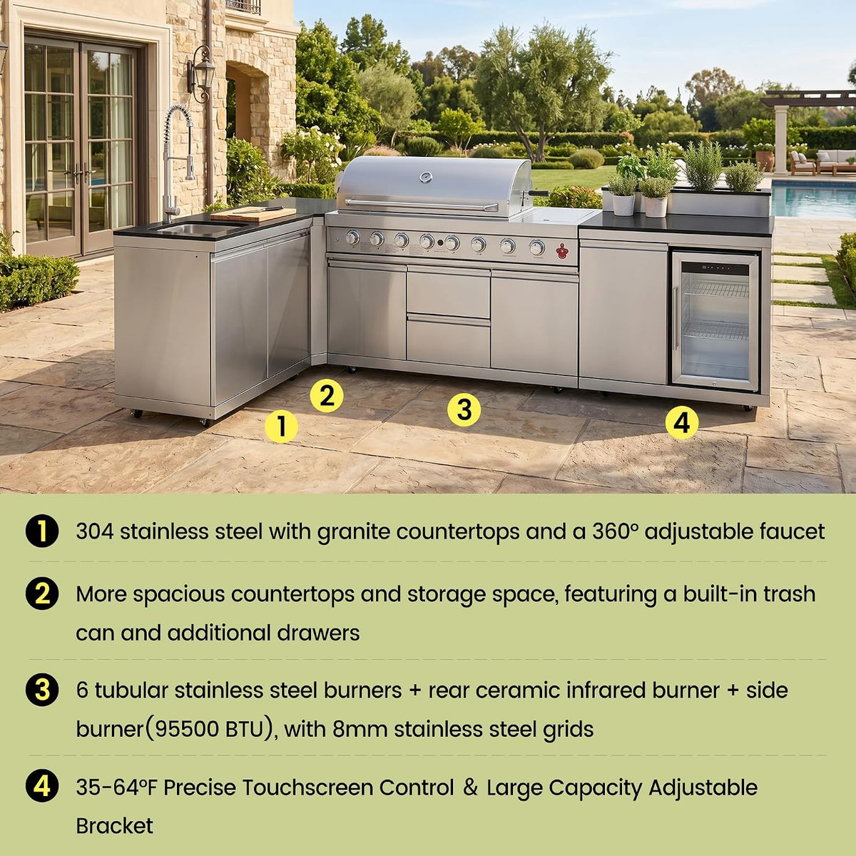 95.8 Inch Outdoor Kitchen Island