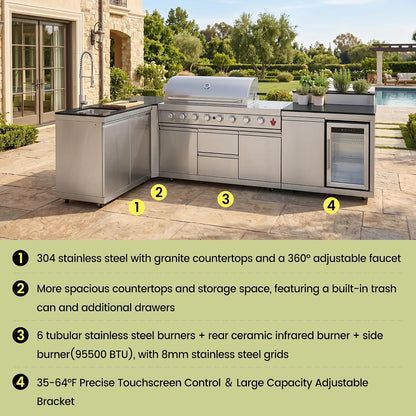 95.8 Inch Outdoor Kitchen Island