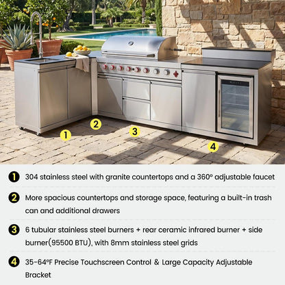 95.8 Inch Outdoor Kitchen Island