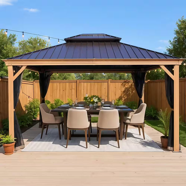 Apollo 12x14 Ft Aluminum Hardtop Gazebo with Mosquito Net