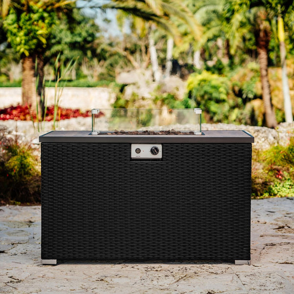 43-Inch Propane Fire Pit Table with Lid & Rain Cover – Black