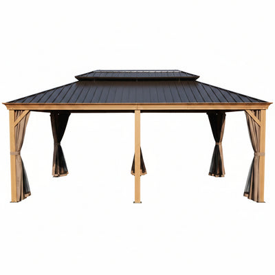 12 x 20 Ft Aluminum Hardtop Gazebo with Screen