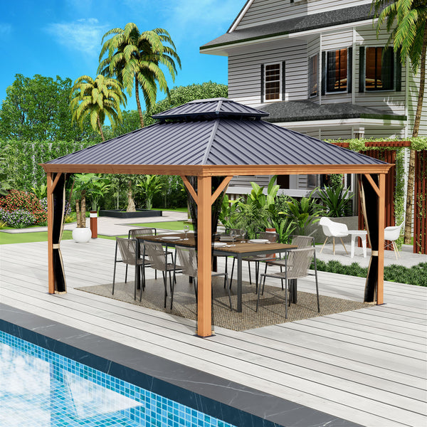 12 x 20 Ft Aluminum Hardtop Gazebo with Screen